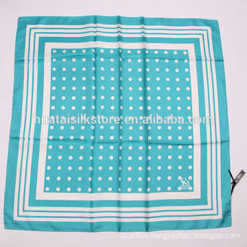 2014 French brand 100% silk blue white polka dot scarf